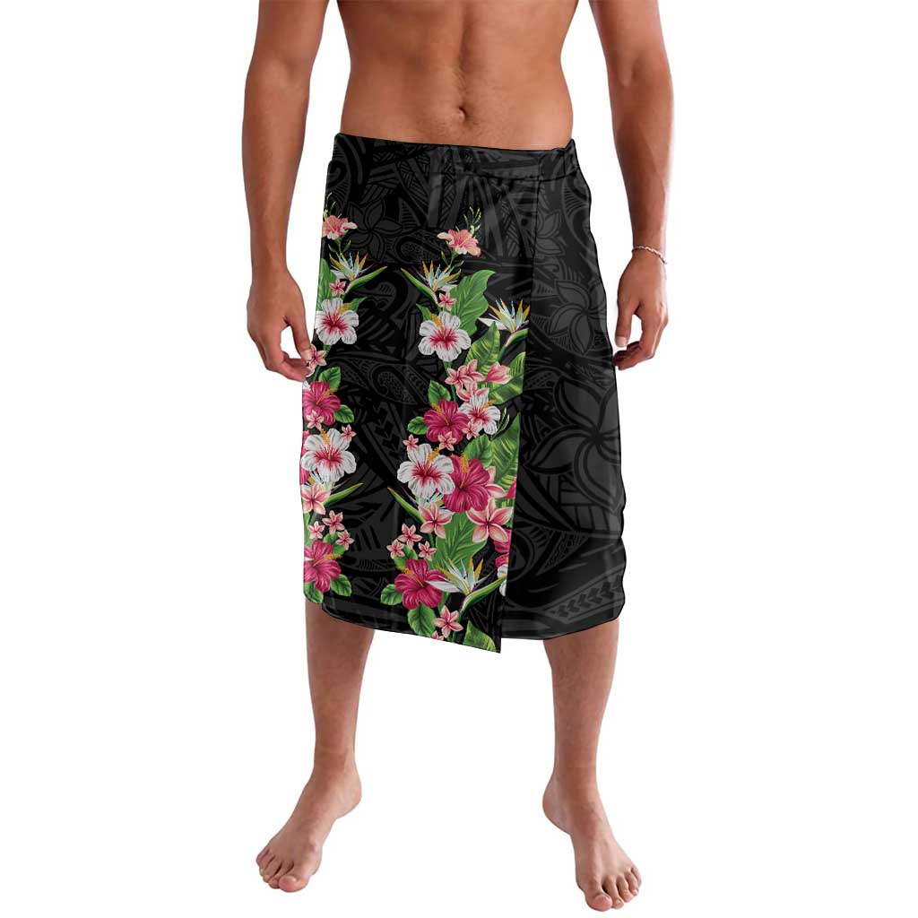 Hawaii Tropical Flowers Lavalava Black Polynesian Tattoo Art