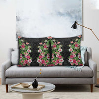 Hawaii Tropical Flowers Pillow Cover Black Polynesian Tattoo Art