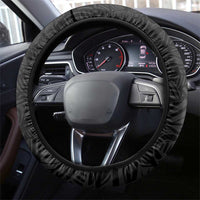 Hawaii Tropical Flowers Steering Wheel Cover Black Polynesian Tattoo Art