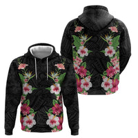 Hawaii Tropical Flowers Zip Hoodie Black Polynesian Tattoo Art LT05 - Polynesian Pride