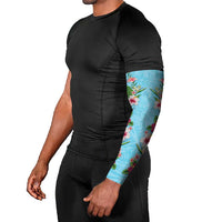 Hawaii Tropical Flowers Arm Sleeves Sky Blue Polynesian Tattoo Art