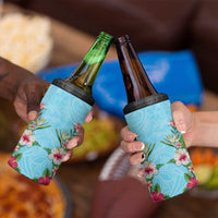 Hawaii Tropical Flowers 4 in 1 Can Cooler Tumbler Sky Blue Polynesian Tattoo Art LT05 - Polynesian Pride