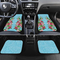 Hawaii Tropical Flowers Car Mats Sky Blue Polynesian Tattoo Art