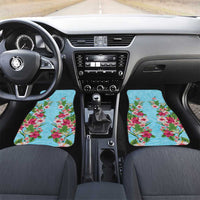 Hawaii Tropical Flowers Car Mats Sky Blue Polynesian Tattoo Art