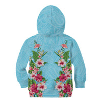 Hawaii Tropical Flowers Kid Hoodie Sky Blue Polynesian Tattoo Art LT05 - Polynesian Pride