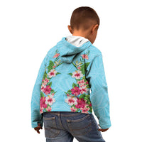 Hawaii Tropical Flowers Kid Hoodie Sky Blue Polynesian Tattoo Art LT05 - Polynesian Pride