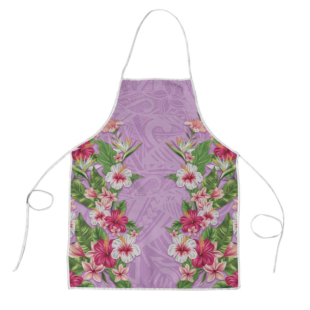 Hawaii Tropical Flowers Apron Lavender Polynesian Tattoo Art