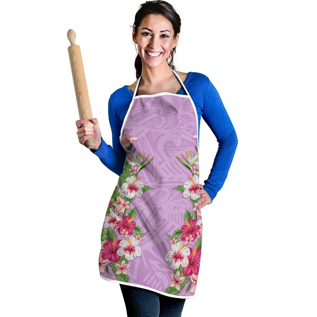 Hawaii Tropical Flowers Apron Lavender Polynesian Tattoo Art