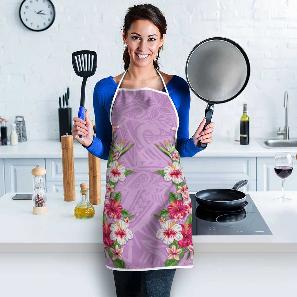 Hawaii Tropical Flowers Apron Lavender Polynesian Tattoo Art