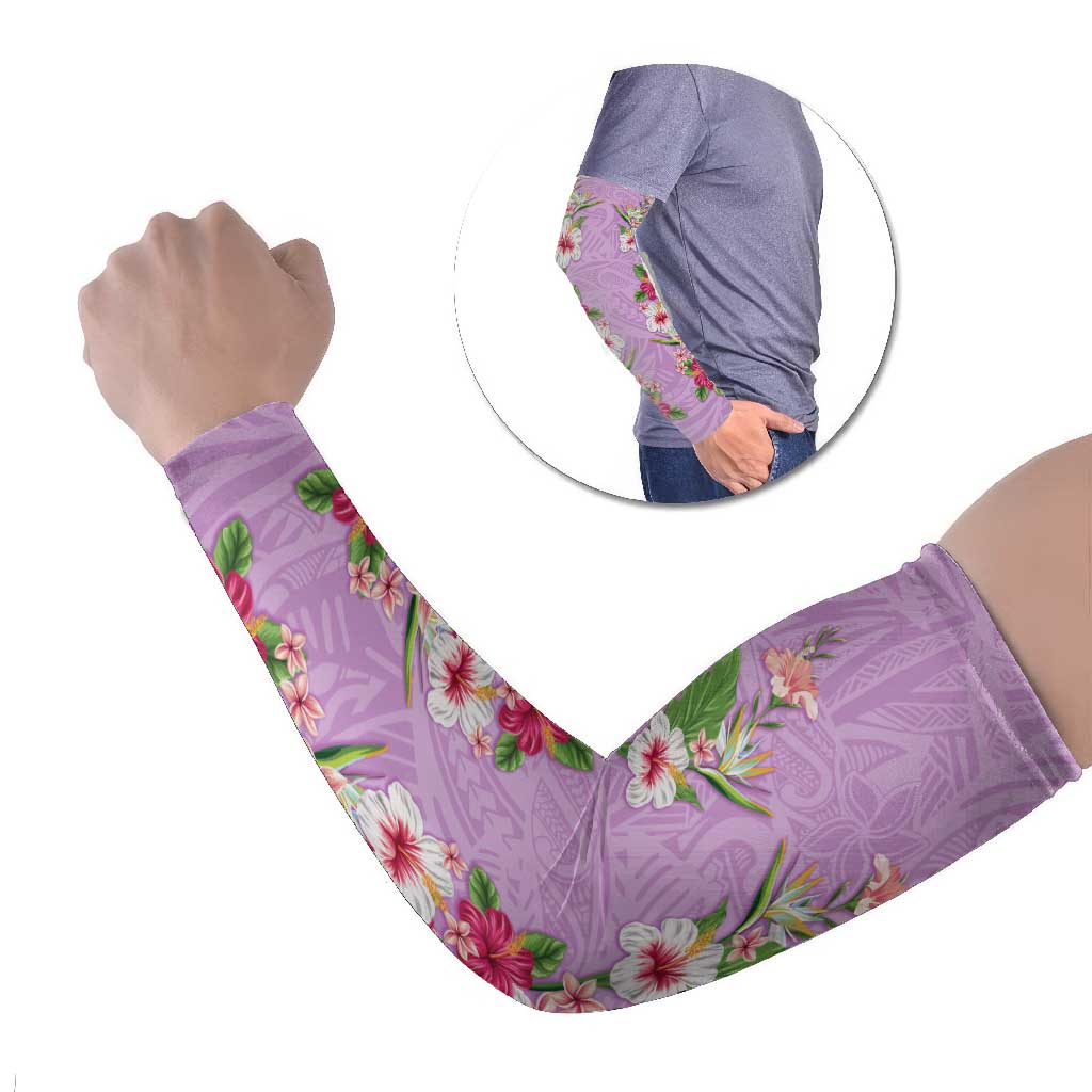 Hawaii Tropical Flowers Arm Sleeves Lavender Polynesian Tattoo Art