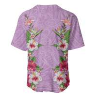 Hawaii Tropical Flowers Baseball Jersey Lavender Polynesian Tattoo Art