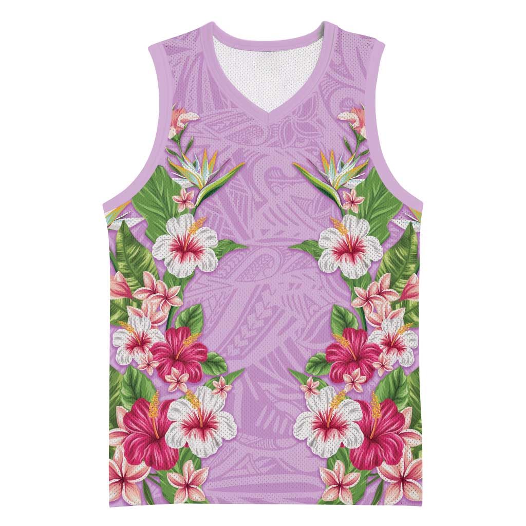 Hawaii Tropical Flowers Basketball Jersey Lavender Polynesian Tattoo Art LT05 Unisex Lavender - Polynesian Pride