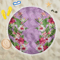 Hawaii Tropical Flowers Beach Blanket Lavender Polynesian Tattoo Art