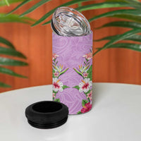 Hawaii Tropical Flowers 4 in 1 Can Cooler Tumbler Lavender Polynesian Tattoo Art LT05 - Polynesian Pride