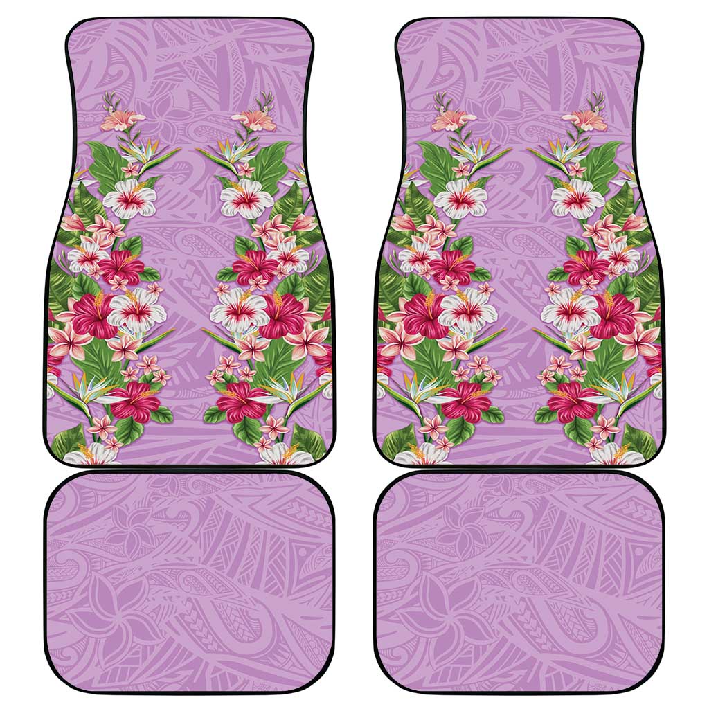 Hawaii Tropical Flowers Car Mats Lavender Polynesian Tattoo Art