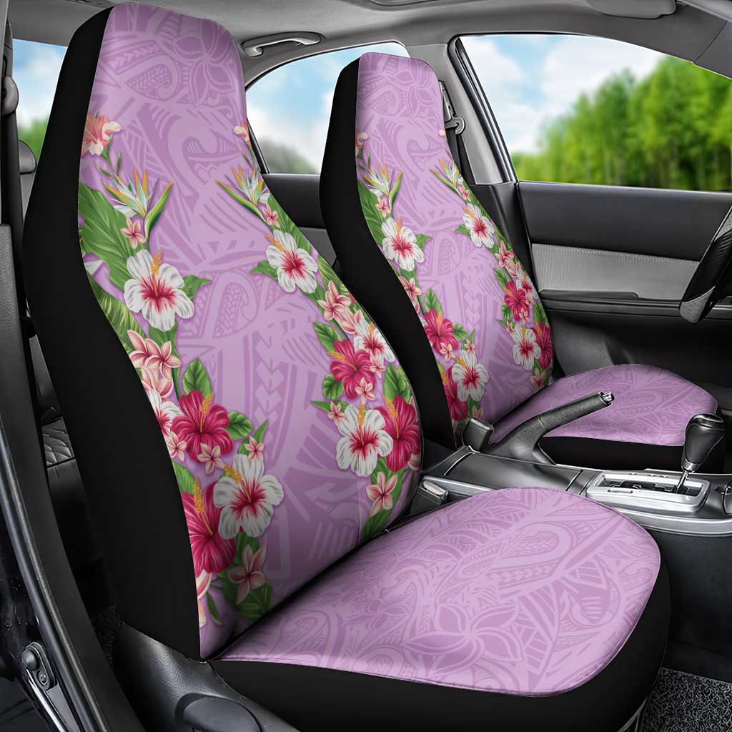 Hawaii Tropical Flowers Car Seat Cover Lavender Polynesian Tattoo Art LT05 - Polynesian Pride