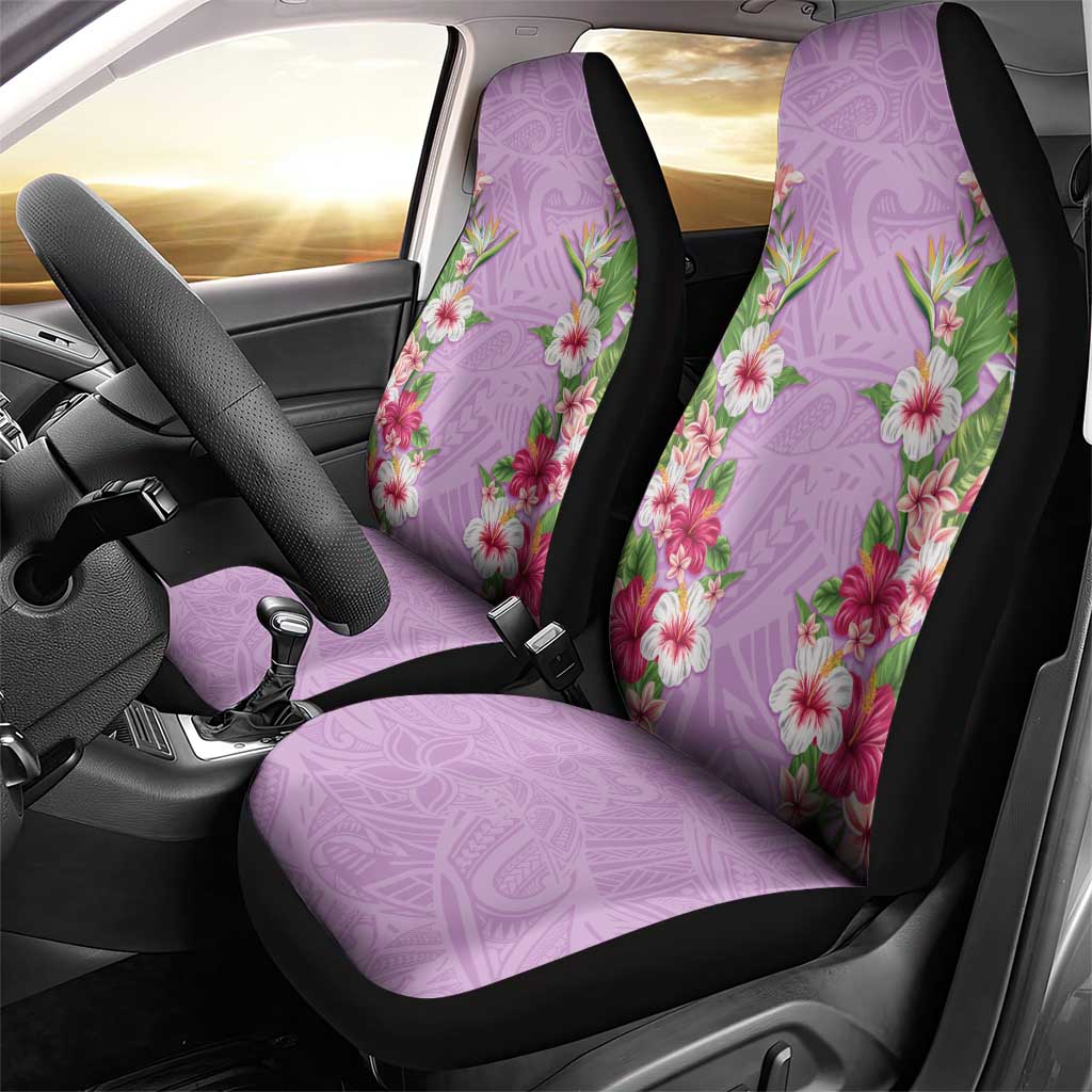 Hawaii Tropical Flowers Car Seat Cover Lavender Polynesian Tattoo Art LT05 - Polynesian Pride