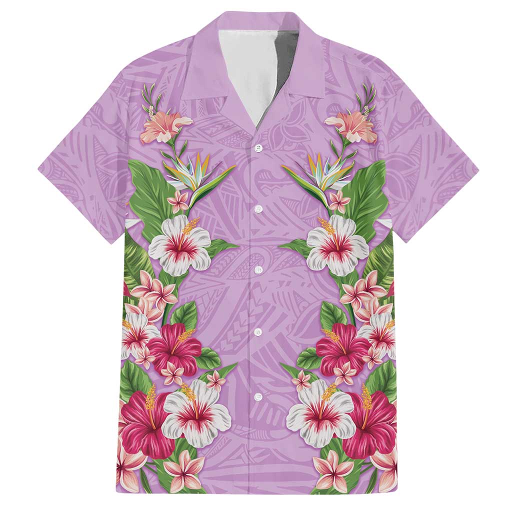 Hawaii Tropical Flowers Hawaiian Shirt Lavender Polynesian Tattoo Art LT05 Lavender - Polynesian Pride
