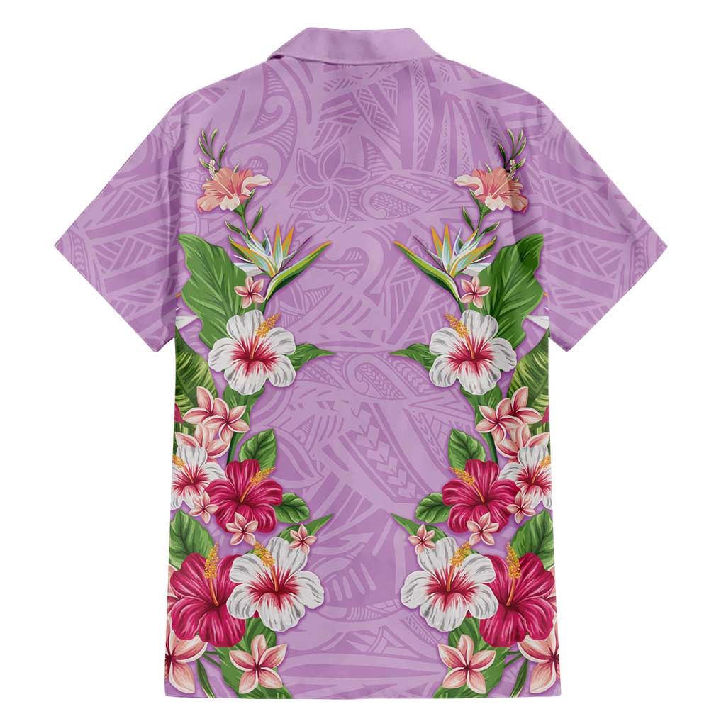 Hawaii Tropical Flowers Hawaiian Shirt Lavender Polynesian Tattoo Art LT05 - Polynesian Pride