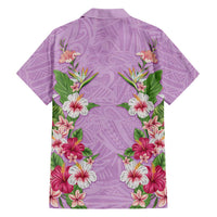 Hawaii Tropical Flowers Hawaiian Shirt Lavender Polynesian Tattoo Art LT05 - Polynesian Pride