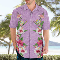 Hawaii Tropical Flowers Hawaiian Shirt Lavender Polynesian Tattoo Art LT05 - Polynesian Pride