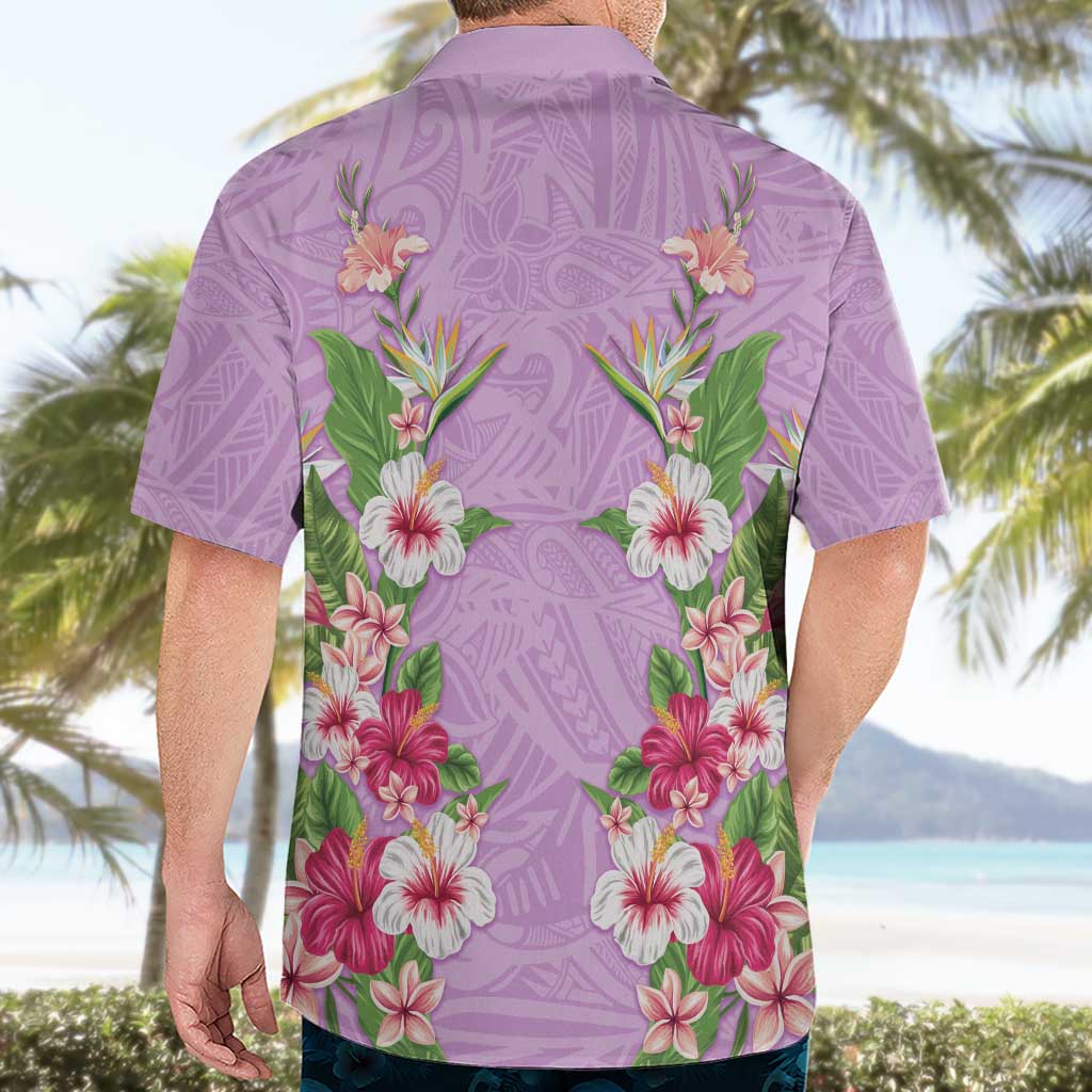 Hawaii Tropical Flowers Hawaiian Shirt Lavender Polynesian Tattoo Art LT05 - Polynesian Pride