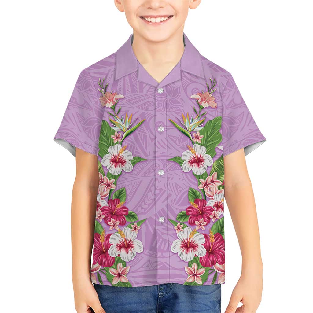 Hawaii Tropical Flowers Hawaiian Shirt Lavender Polynesian Tattoo Art LT05 - Polynesian Pride