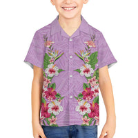 Hawaii Tropical Flowers Hawaiian Shirt Lavender Polynesian Tattoo Art LT05 - Polynesian Pride