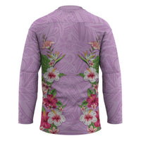 Hawaii Tropical Flowers Hockey Jersey Lavender Polynesian Tattoo Art LT05 - Polynesian Pride