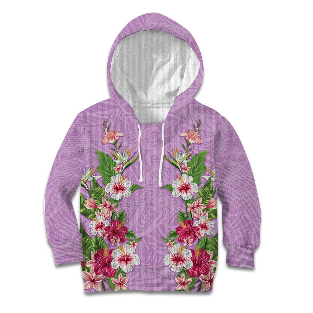 Hawaii Tropical Flowers Kid Hoodie Lavender Polynesian Tattoo Art LT05 Hoodie Lavender - Polynesian Pride