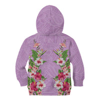 Hawaii Tropical Flowers Kid Hoodie Lavender Polynesian Tattoo Art LT05 - Polynesian Pride