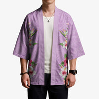 Hawaii Tropical Flowers Kimono Lavender Polynesian Tattoo Art