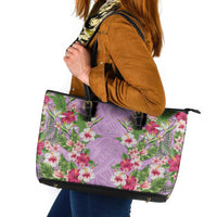 Hawaii Tropical Flowers Leather Tote Bag Lavender Polynesian Tattoo Art LT05 Lavender - Polynesian Pride
