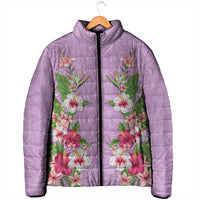Hawaii Tropical Flowers Padded Jacket Lavender Polynesian Tattoo Art