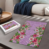 Hawaii Tropical Flowers Puzzle Lavender Polynesian Tattoo Art
