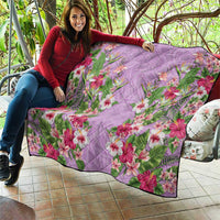 Hawaii Tropical Flowers Quilt Lavender Polynesian Tattoo Art