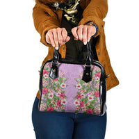 Hawaii Tropical Flowers Shoulder Handbag Lavender Polynesian Tattoo Art