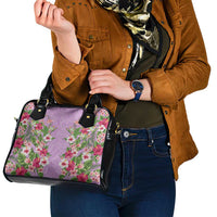 Hawaii Tropical Flowers Shoulder Handbag Lavender Polynesian Tattoo Art