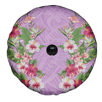 Hawaii Tropical Flowers Spare Tire Cover Lavender Polynesian Tattoo Art