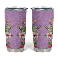 Hawaii Tropical Flowers Tumbler Cup Lavender Polynesian Tattoo Art