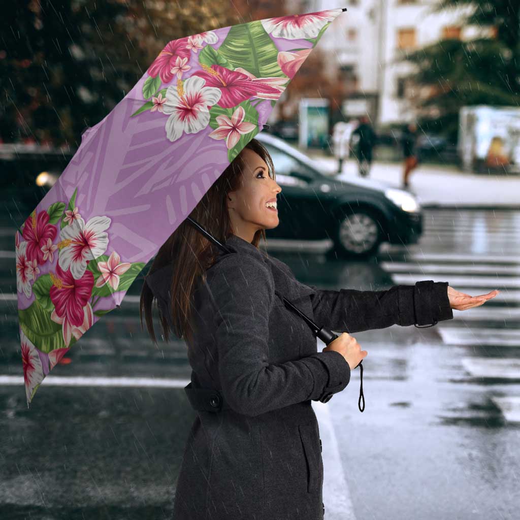 Hawaii Tropical Flowers Umbrella Lavender Polynesian Tattoo Art