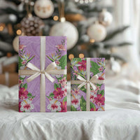 Hawaii Tropical Flowers Wrapping Paper Lavender Polynesian Tattoo Art