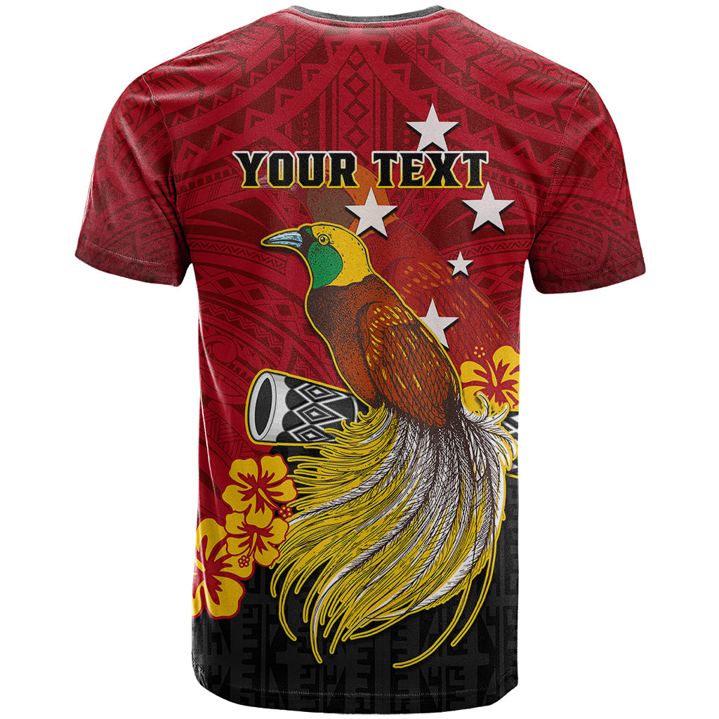Personalized Papua New Guinea T Shirt Bird Of Paradise Hibiscus With Motuan Pattern LT05 - Polynesian Pride