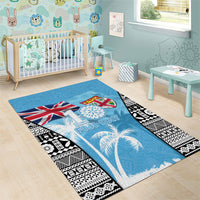 Fiji Day 2026 Area Rug Masi Tapa Pattern With Palm Tree LT05 - Polynesian Pride