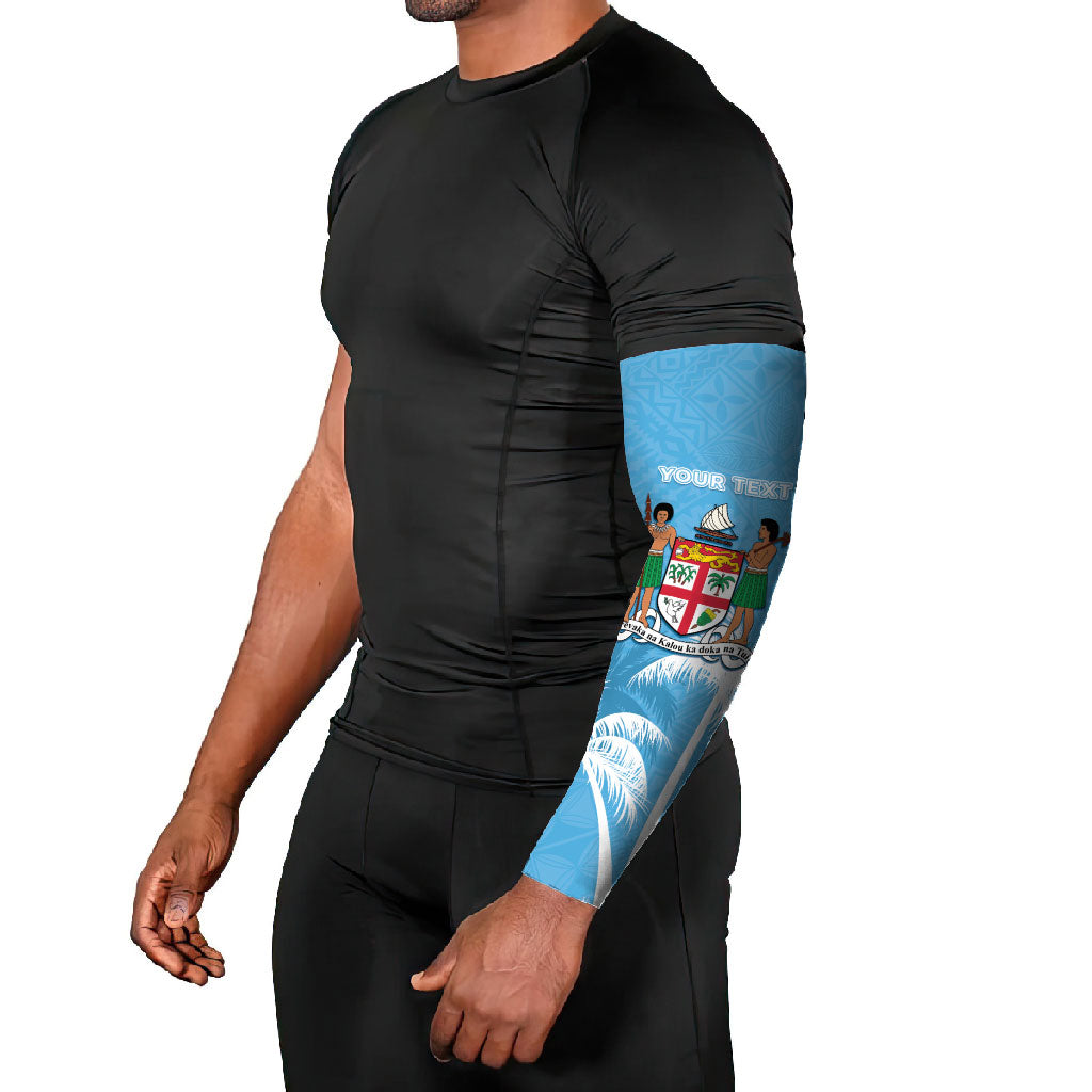 Personalised Fiji Day 2026 Arm Sleeves Masi Tapa Pattern With Palm Tree LT05 - Polynesian Pride