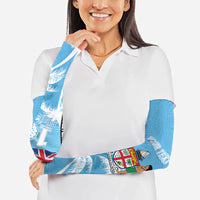 Personalised Fiji Day 2026 Arm Sleeves Masi Tapa Pattern With Palm Tree LT05 - Polynesian Pride