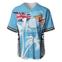 Personalised Fiji Day 2026 Baseball Jersey Masi Tapa Pattern With Palm Tree LT05 Blue - Polynesian Pride