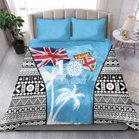 Fiji Day 2026 Bedding Set Masi Tapa Pattern With Palm Tree LT05 - Polynesian Pride