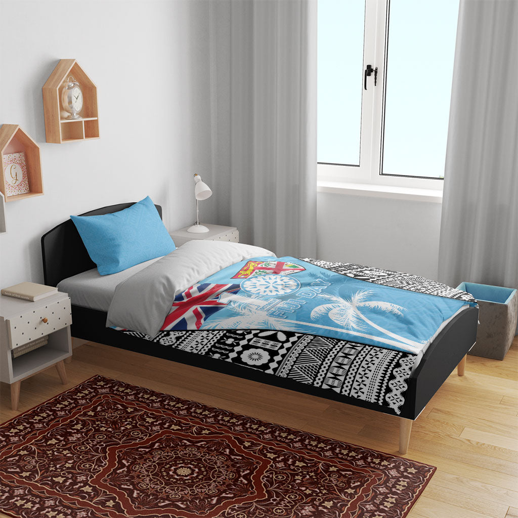 Fiji Day 2026 Bedding Set Masi Tapa Pattern With Palm Tree LT05 - Polynesian Pride