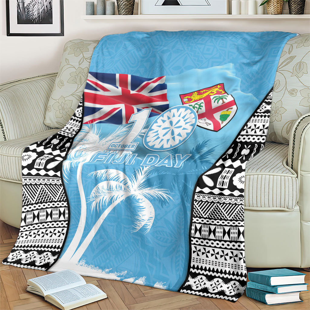 Fiji Day 2026 Blanket Masi Tapa Pattern With Palm Tree LT05 - Polynesian Pride